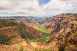 Waimea Canyon in Kauai island, Hawaii, is full of beautiful colors in its valley.